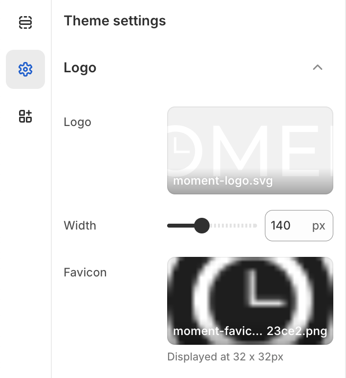 Theme Settings - Logo and Favicon