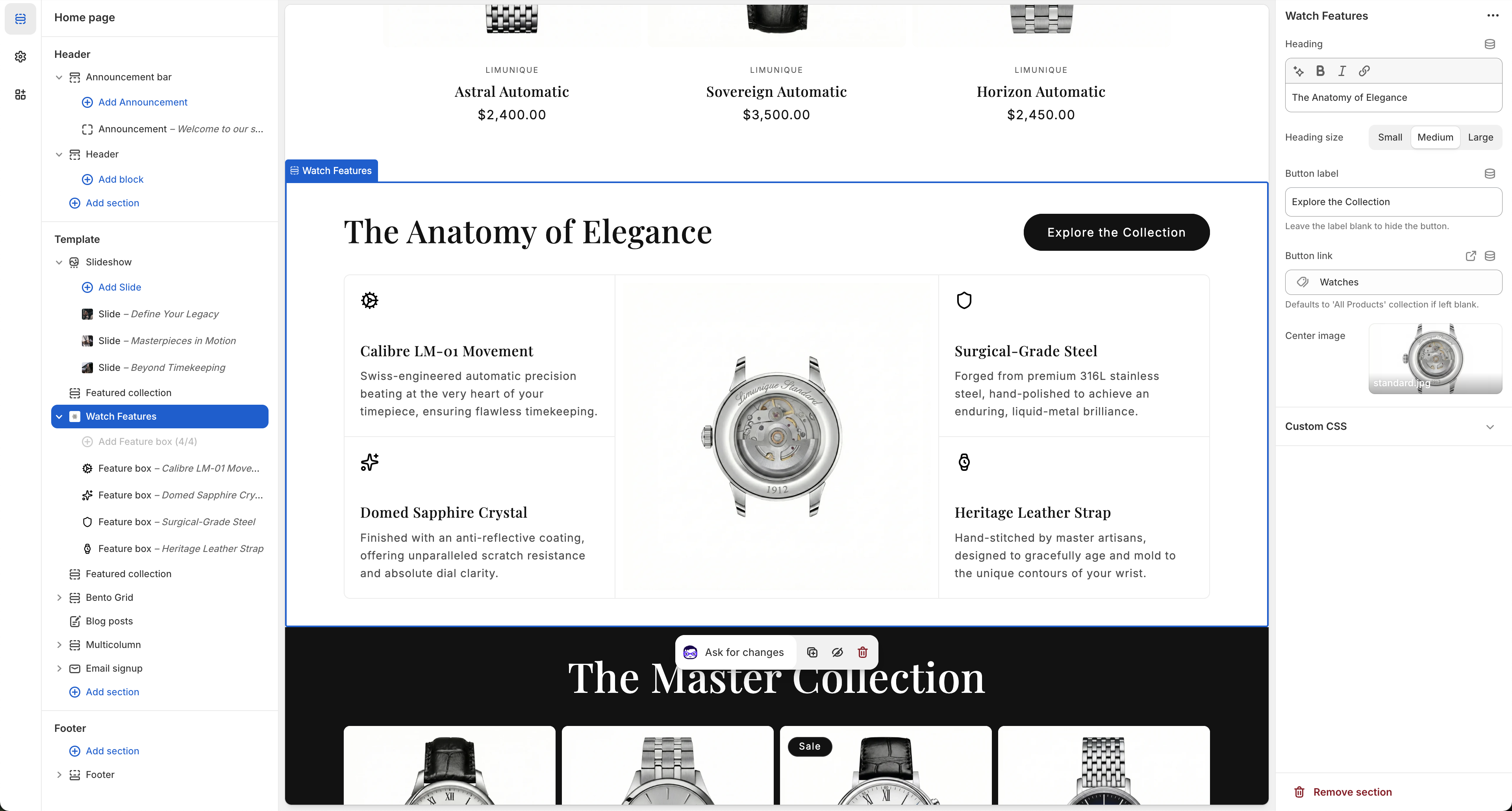 Watch Features Configuration